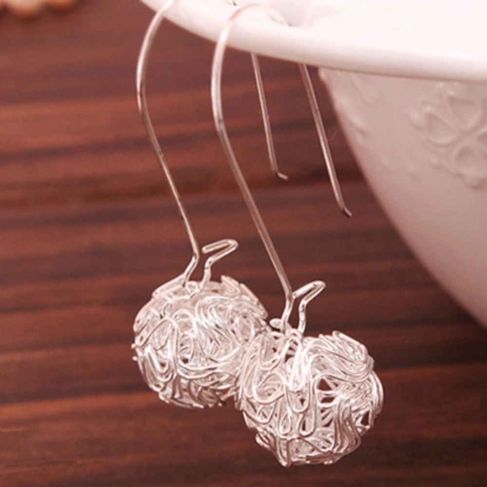 NEW!๐๐๐SWIRL WIRE BALL DROP EARRINGS FUNKY CUTE - Picture 3 of 8